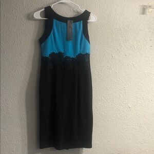 Forever 21 Black and Blue Contrast Midi Dress